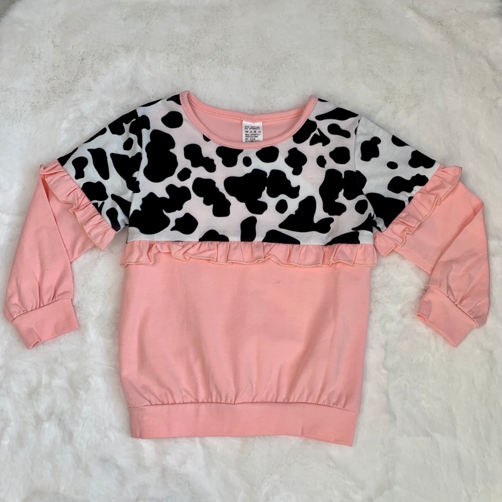 Pink Cow Print Pullover, Toddler Girl